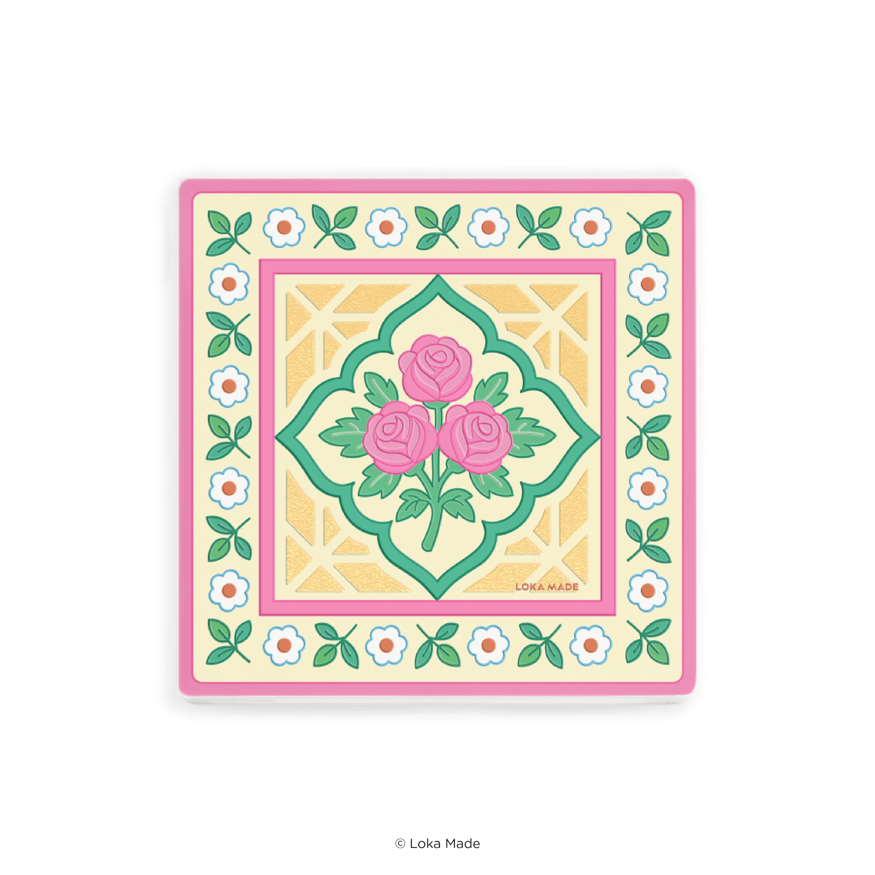 Rosy Heritage - Tiles Mosaic Coaster