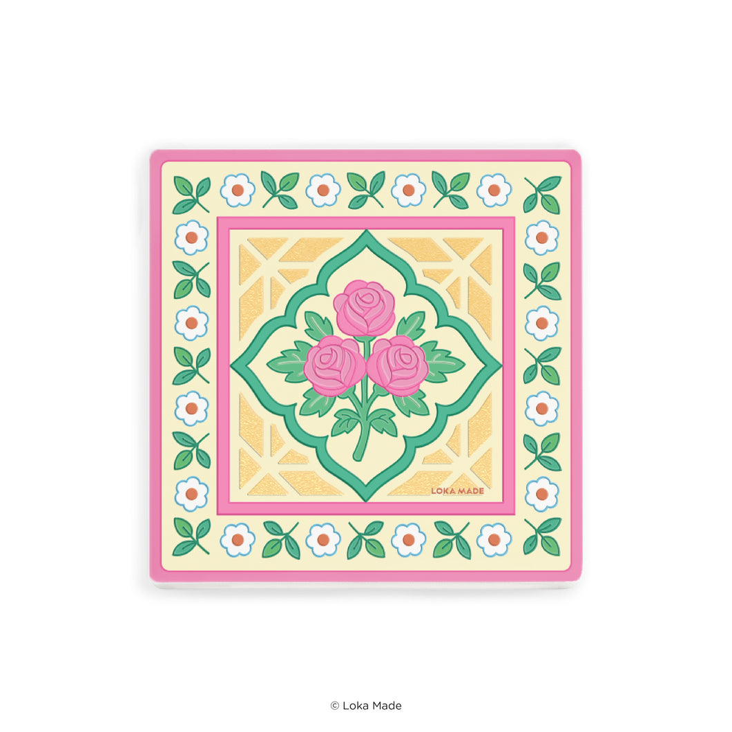 Rosy Heritage - Tiles Mosaic Coaster