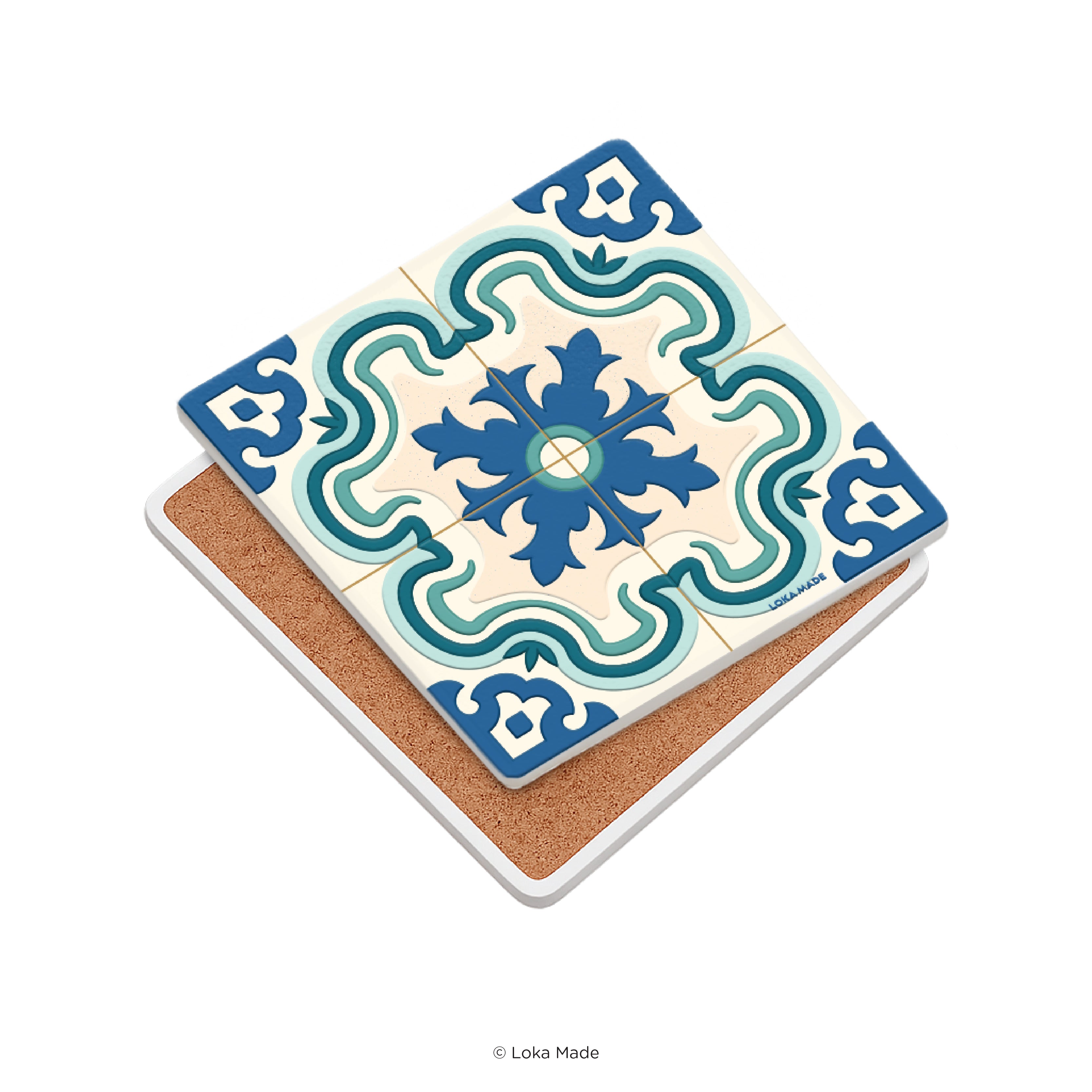 Cerulean Crest - Tiles Mosaic Coaster