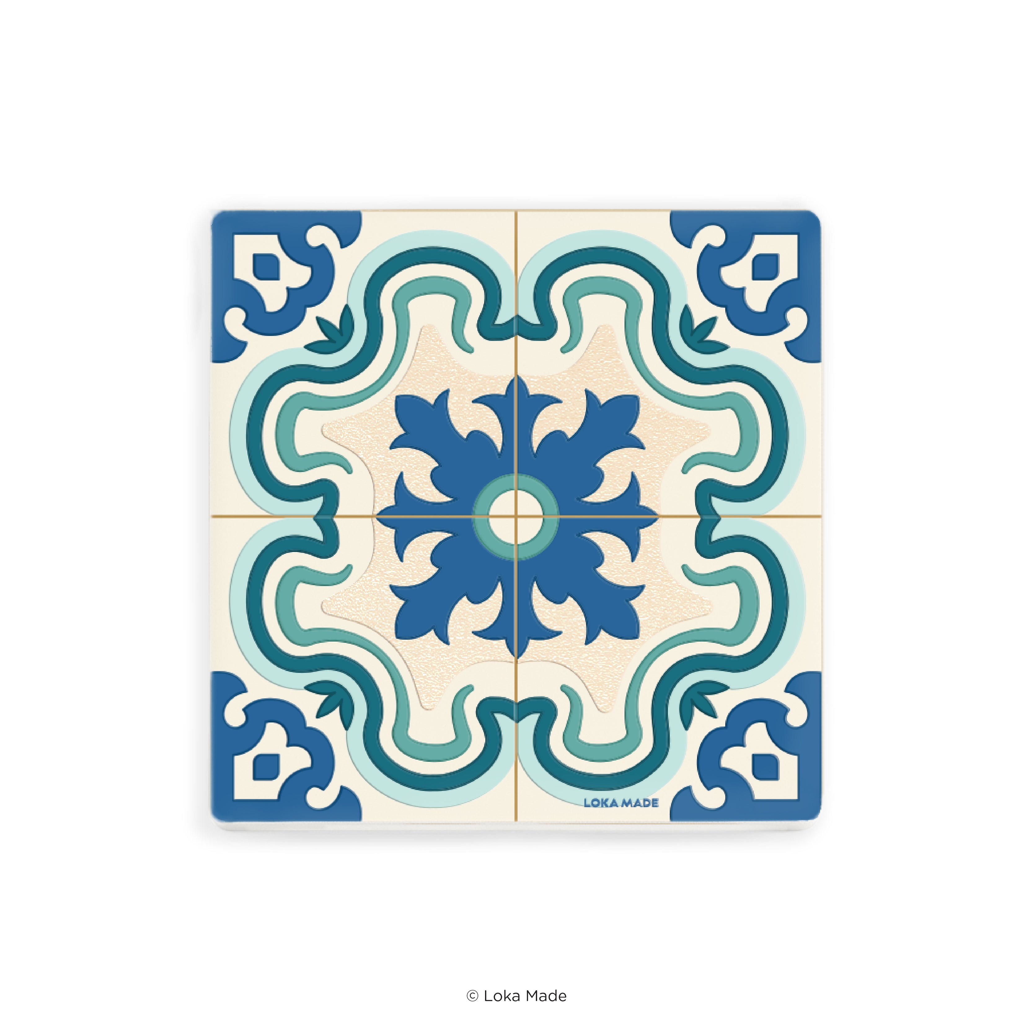Cerulean Crest - Tiles Mosaic Coaster