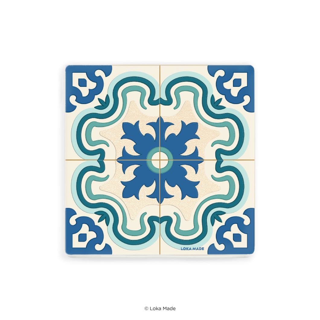 Cerulean Crest - Tiles Mosaic Coaster