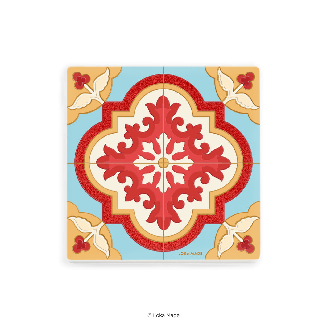 Crimson Bloom - Tiles Mosaic Coaster