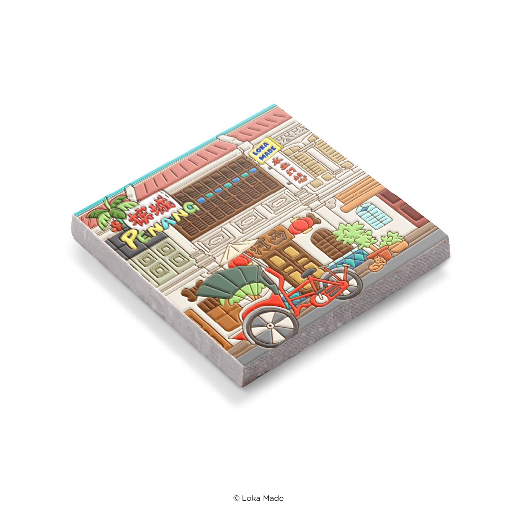 Scene by Seen 'Timeless Shophouses, Penang' - Mosaic Magnet – Loka Made