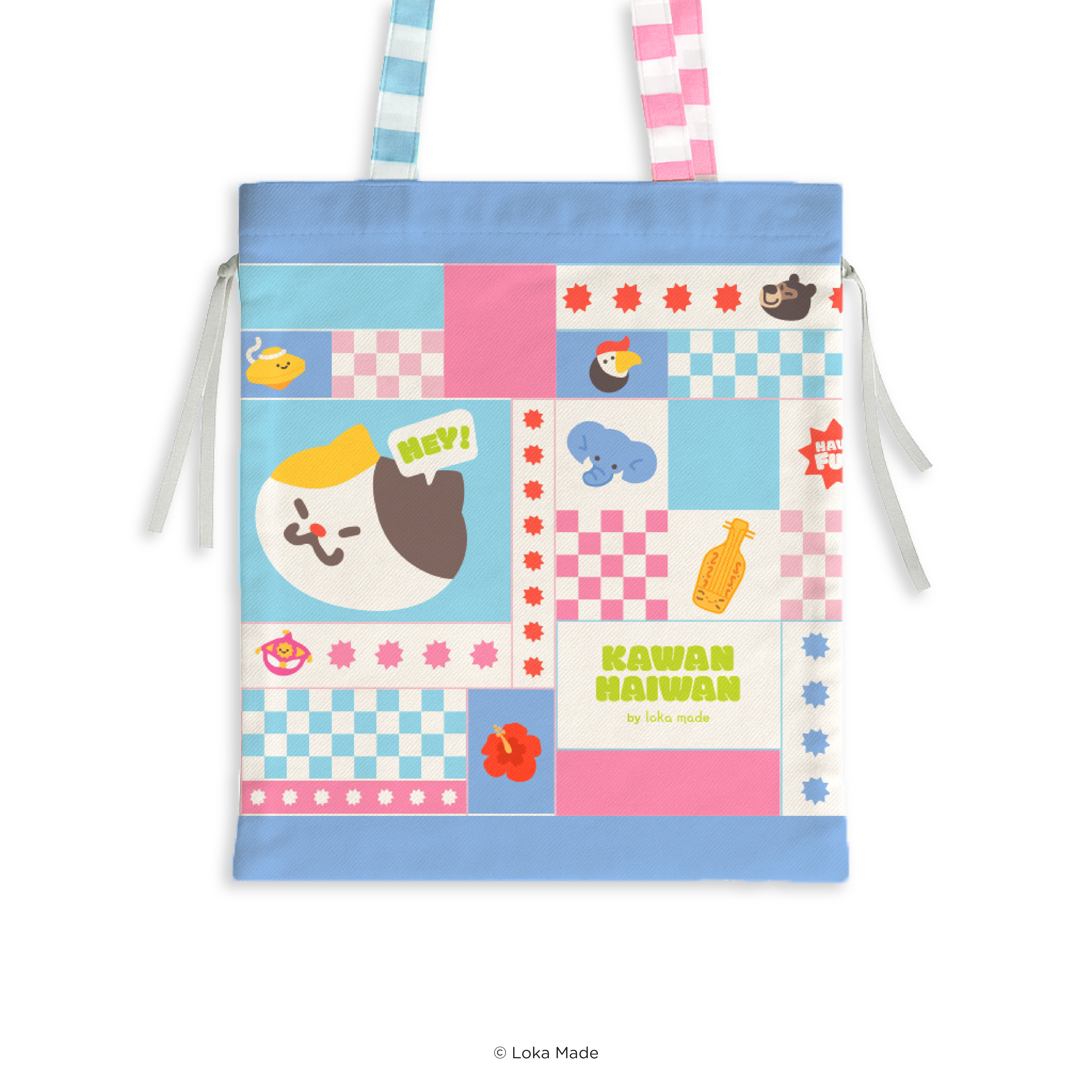 Kawan-Haiwan 'Blue-tiful Bonds' - Drawstring Tote Bag