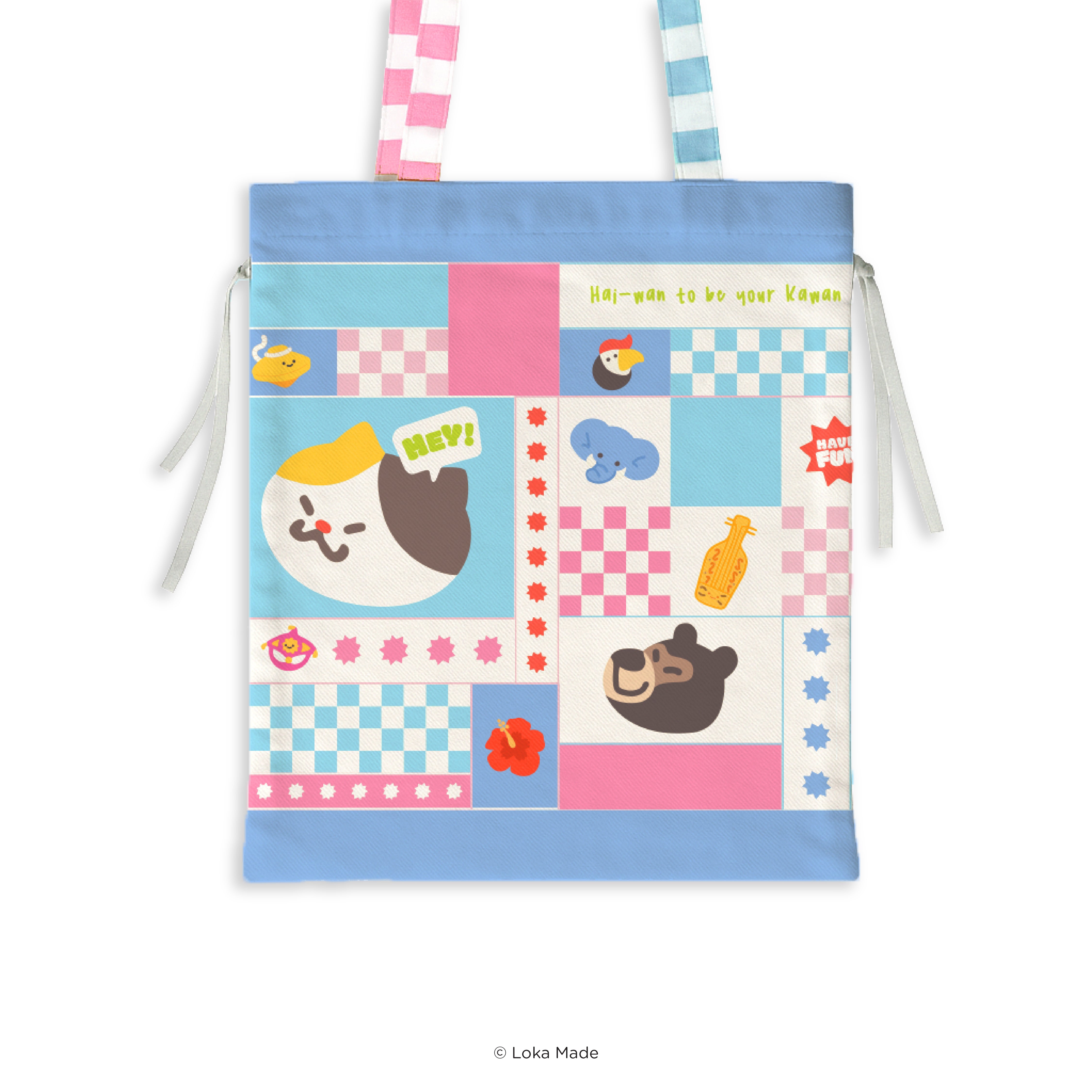 Kawan-Haiwan 'Blue-tiful Bonds' - Drawstring Tote Bag