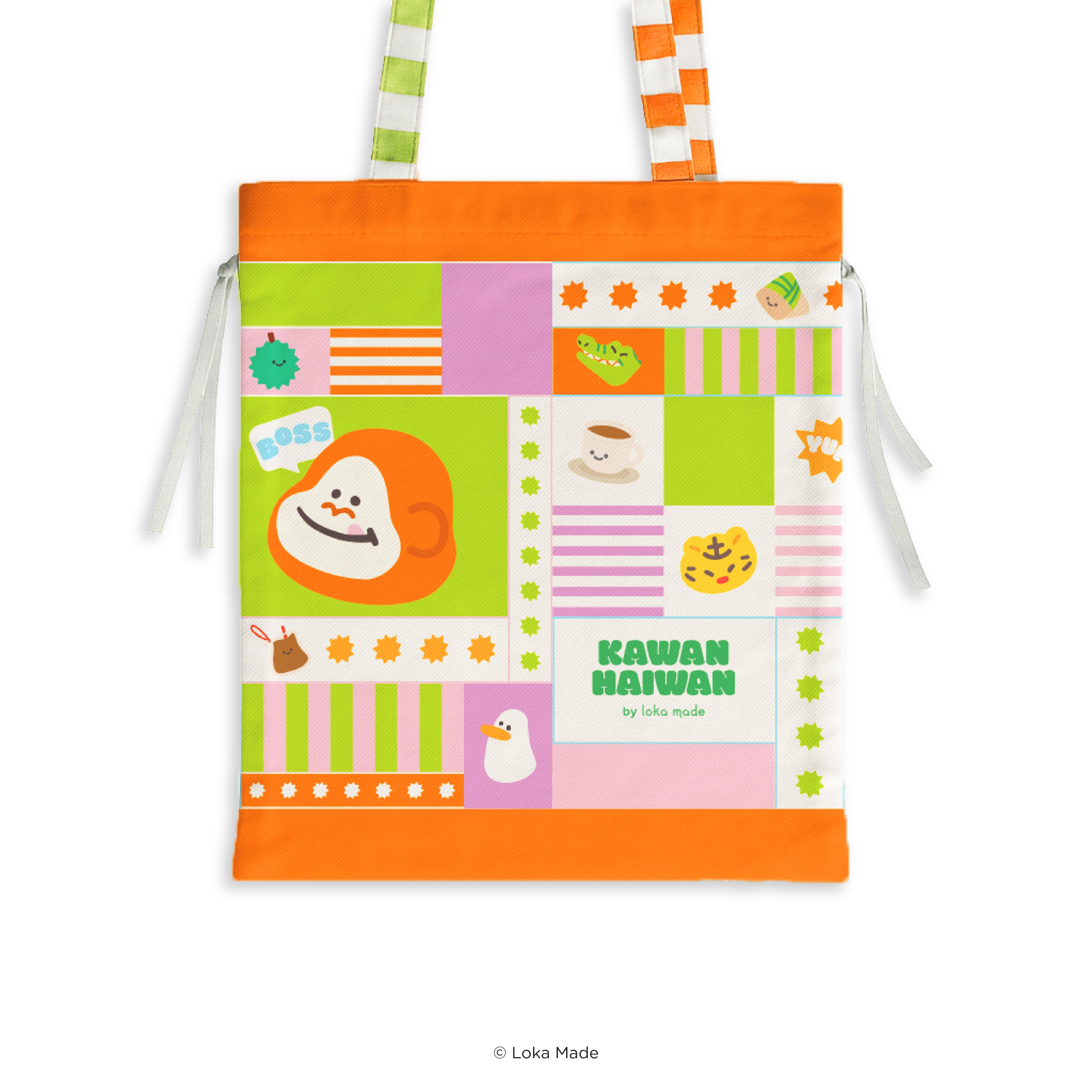 Kawan-Haiwan 'Sunny Side Friends' - Drawstring Tote Bag