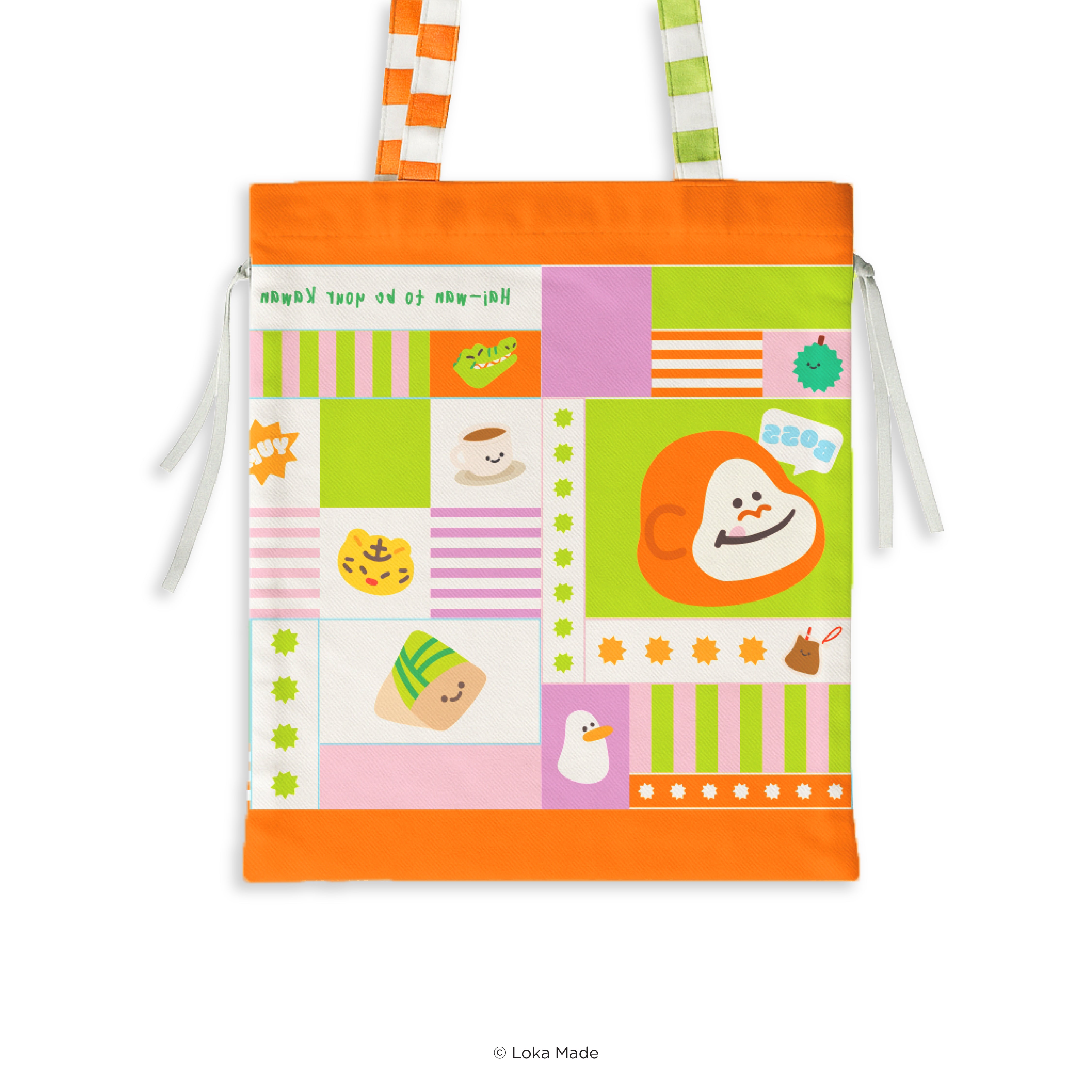 Kawan-Haiwan 'Sunny Side Friends' - Drawstring Tote Bag
