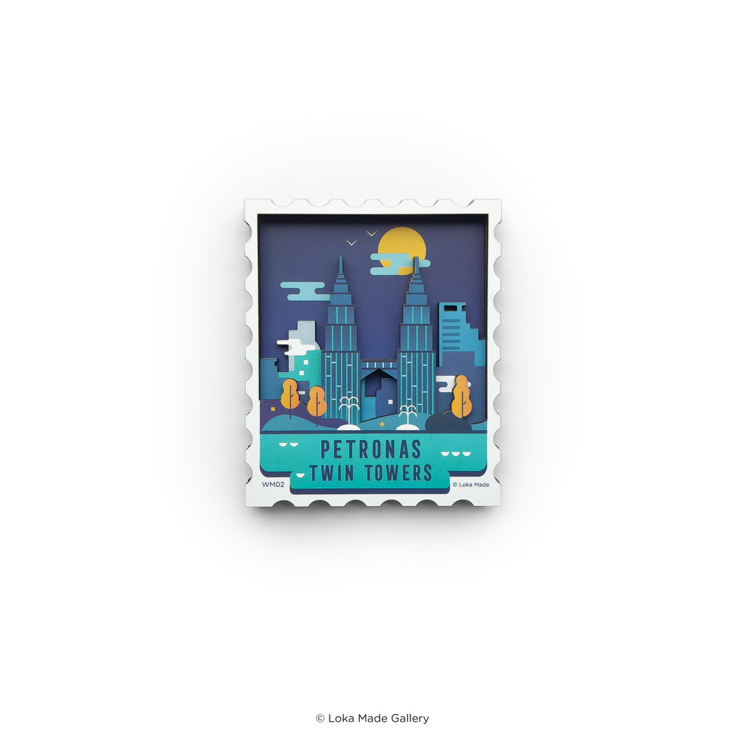 Woodee Magnet 'Petronas Twin Towers Night View' - Wood Magnet