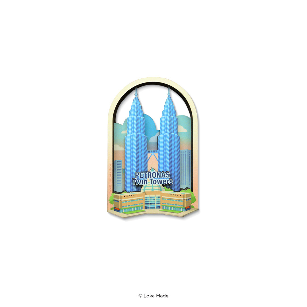 Loka Made Woodee Magnet 'Petronas Twin Towers' - Wood Magnet