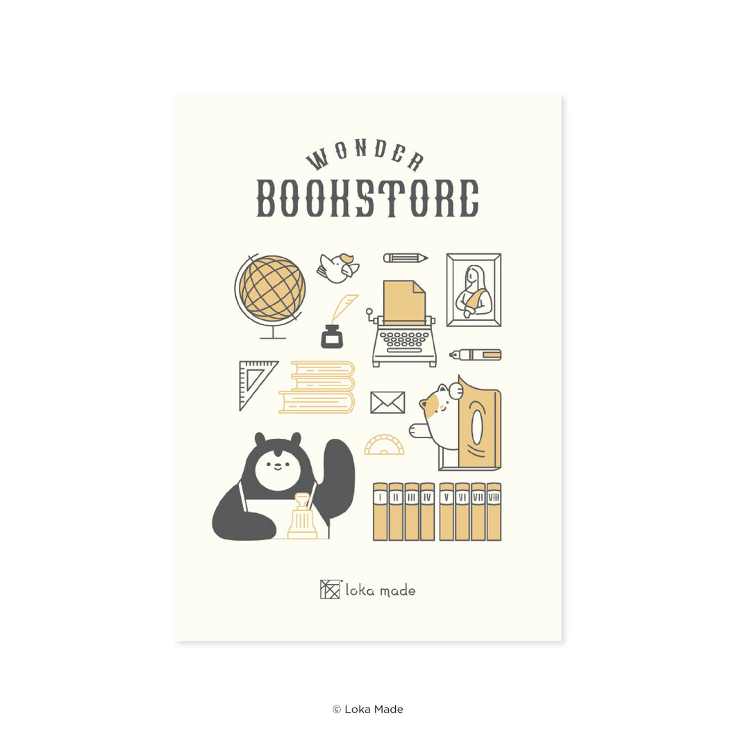 TSUTAYA BOOKS x Loka Made 'Wonder Bookstore' - Letterpress Postcard (Stationary)