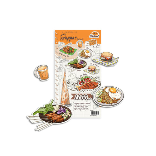 Get a taste of Malaysia with Loka Made's Jom Makan sticker series - illustrated Malaysian food sticker series that feature iconic Malaysian local food for every meal of the day! Waterproof and re-stickable. From nasi lemak to roti canai, get your hands on these iconic Malaysian food stickers today!