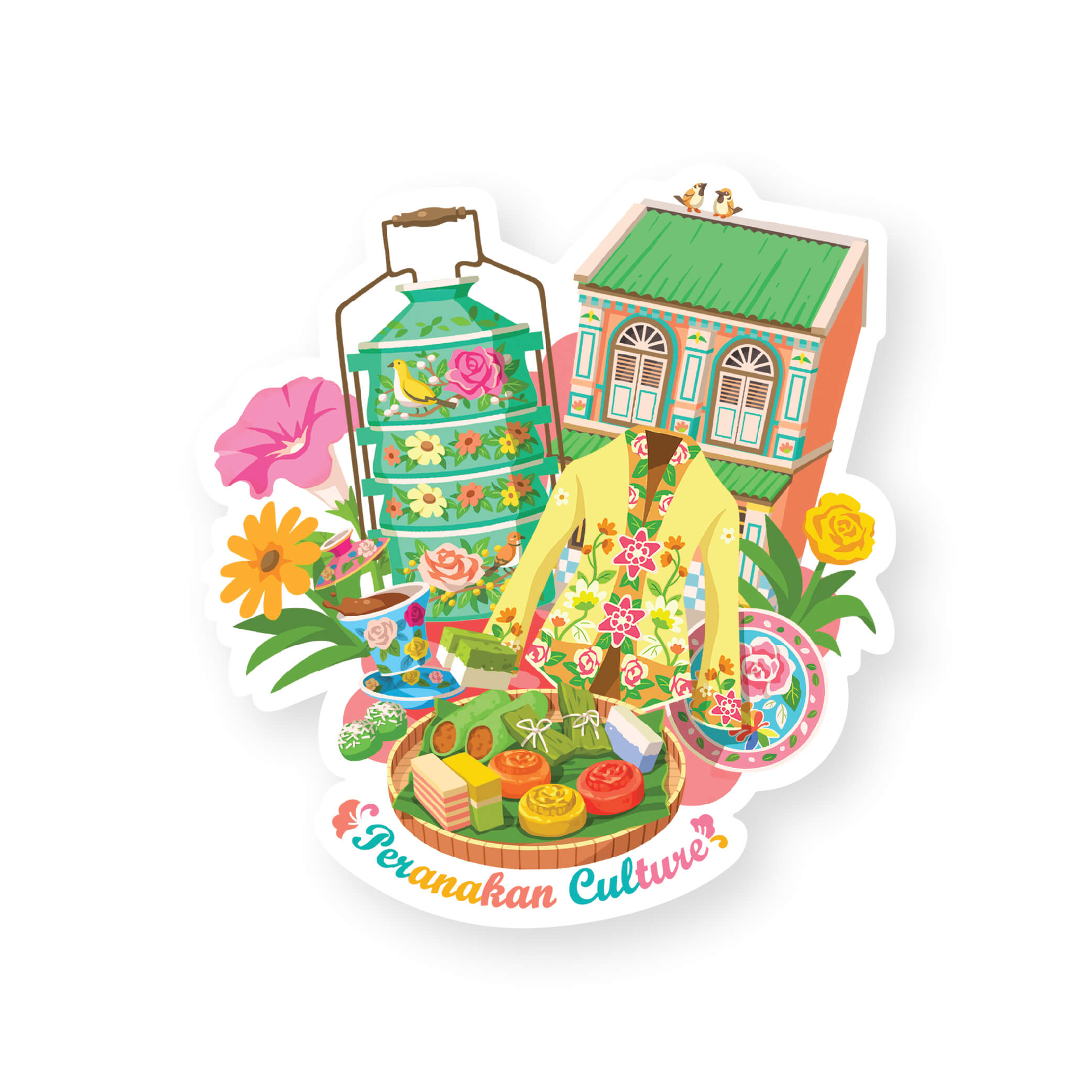 Loka Made Shaped Postcard: Peranakan Patterns