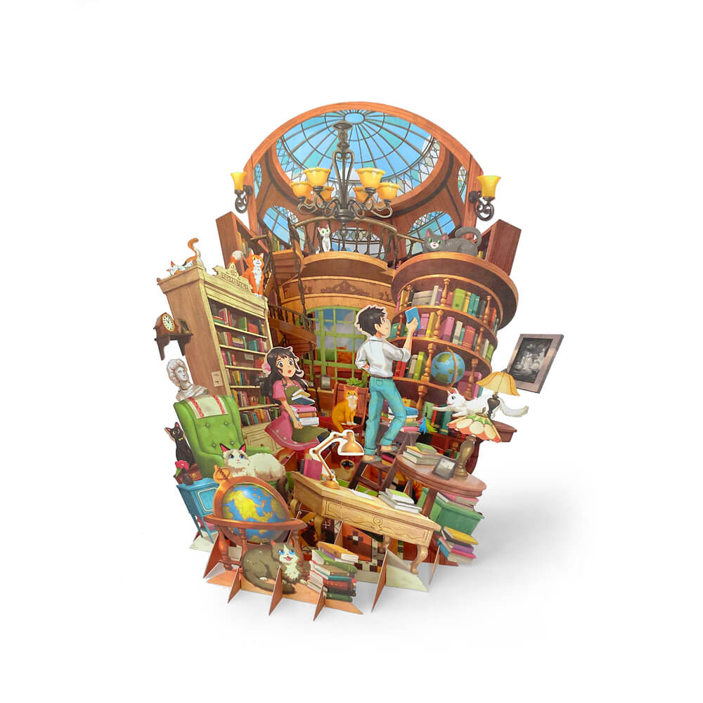 360° 3D Greetings Card: Peaceful Hours in the Study TP07